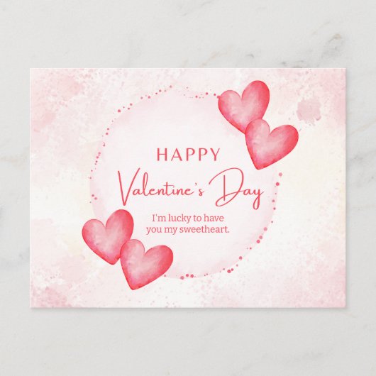 Grillige Waterverf Harten Feestdagenkaart (Voorkant)