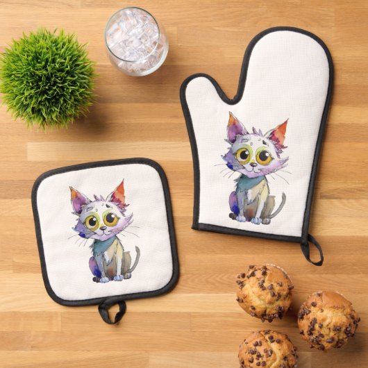 grillige Waterverf Ovenwant & Pannenlap Set (Top down)