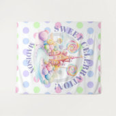 Grillige Waterverf Pastelkleur Candyland Verjaarda Wandkleed (Voorkant (horizontaal))