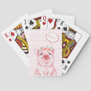 Grillige Waterverf Varken Pokerkaarten