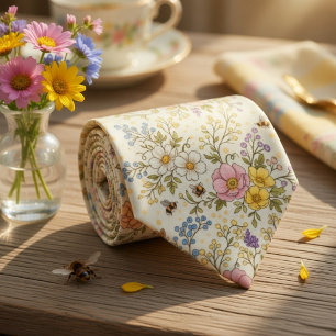 Grillige Weidebloemen & Bijen Stropdas