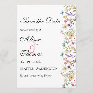 Grillige Weidebloemen Bruiloft Save The Date
