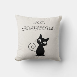 Grillige Whimsical Zwarte Kat Glittery-Hallo Prach Kussen