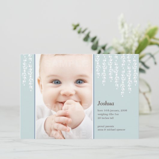 Grillige Wijnstokken Moderne Geboorteaankondigings Aankondiging (Staand voorkant)