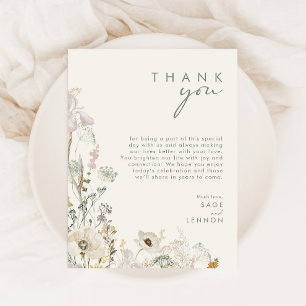 Grillige Wilde Bloem Ivoor Kleurige Dankkaart Briefkaart