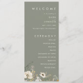 grillige wilde bloem | Sage Green Wedding-programm Programma (Voorkant)