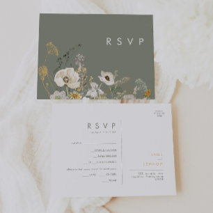 grillige wilde bloem Sage Menu Keuze RSVP-kaart