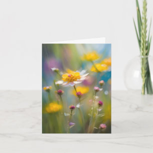 Grillige wilde bloemen in de wind notitiekaartje