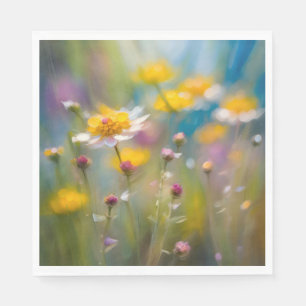 Grillige wilde bloemen in de wind servet