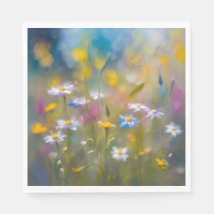 Grillige wilde bloemen in de wind servet