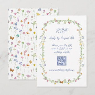 Grillige Wildebloemvlinder RSVP Kaartje