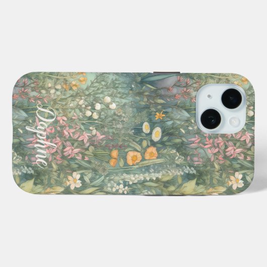 grillige Wildflower Garden Custom Name Case-Mate iPhone Case (Achterkant (horizontaal))