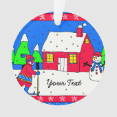 grillige winter wonderland scène ornament (voorkant)