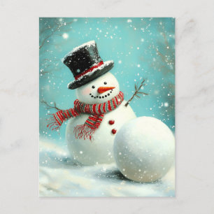  grillige wintersneeuwman Joy Feestdagenkaart