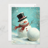  grillige wintersneeuwman Joy Feestdagenkaart (Voorkant / Achterkant)