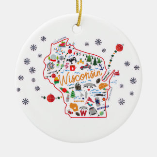 Grillige Wisconsin Kerstversiering Keramisch Ornament