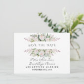 Grillige Witte Bloemen Frame Save The Date (Staand voorkant)