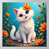 Grillige Witte Kittens Tuin Poster (Voorkant)