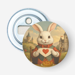 Grillige Witte Konijnen Harten Betoverde Wonderlan Button Flesopener