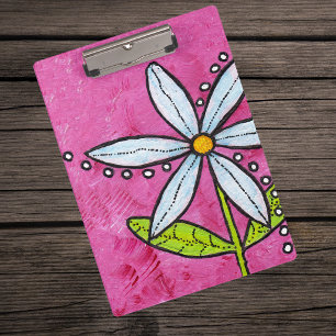 Grillige Witte Madeliefjes Bloem Roze Klembord