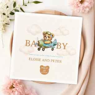 Grillige wolken Vliegtuigpiloot Teddy Bear Servet