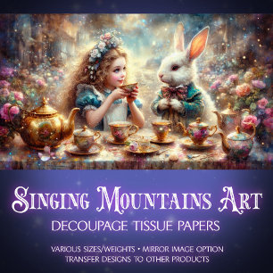Grillige Wonderland Alice's Magische Thee Decoupag Tissuepapier