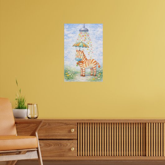 Grillige zebra kunstprint poster (Woonkamer 2)