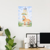 Grillige zebra kunstprint poster (Thuiskantoor)
