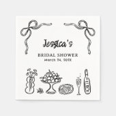 Grillige zwarte handgetekende bruiloftsshower papi servet (Voorkant)