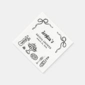 Grillige zwarte handgetekende bruiloftsshower papi servet (Hoek)