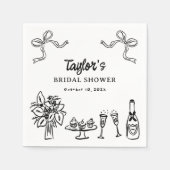 Grillige zwarte handgetekende bruiloftsshower papi servet (Voorkant)