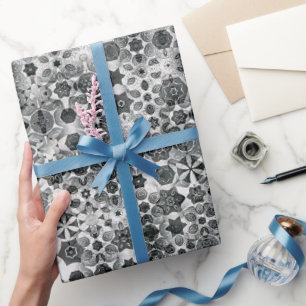 Grillige Zwarte Witte Sneeuwvlok Abstract Patroon Cadeaupapier