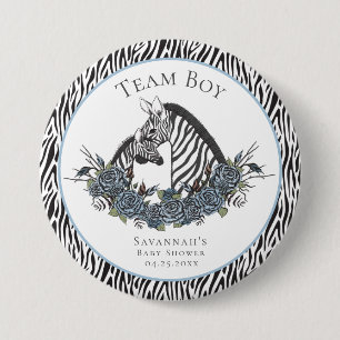 Grilliggotische Zebrasafari Team Jongen Frans Blau Ronde Button 7,6 Cm