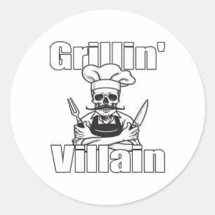 Grillin als een schurk BBQ Grillin en Chillin Gril Ronde Sticker