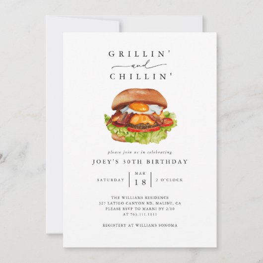 Grillin' and Chillin' Burger Verjaardagsfeest Kaart (Voorkant)