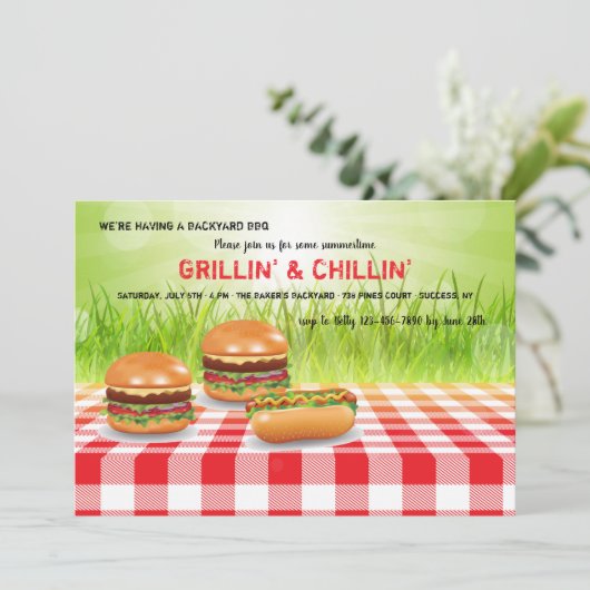 Grillin' and Chillin' Invitation Kaart (Staand voorkant)