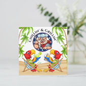 Grillin' and Chillin' Invitation Kaart (Staand voorkant)