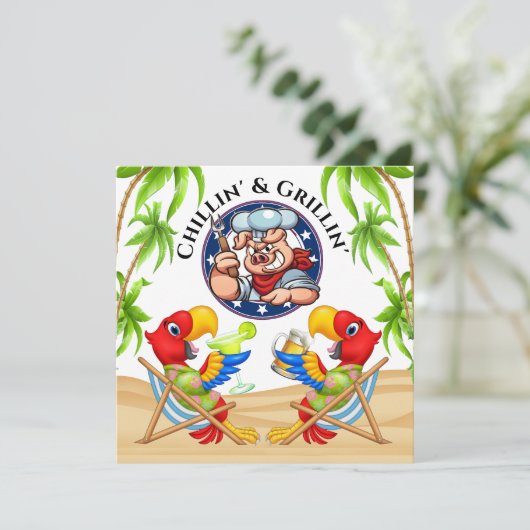 Grillin' and Chillin' Invitation Kaart (Staand voorkant)