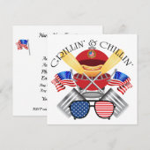 Grillin' and Chillin' Patriotic Cookout uitnodigin Kaart (Voorkant / Achterkant)