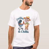 Grillin’ & Chillin’ – Grappig BBQ-ontwerp voor pap T-shirt (Voorkant)