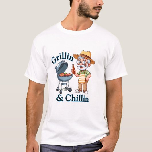Grillin’ & Chillin’ – Grappig BBQ-ontwerp voor pap T-shirt (Voorkant)
