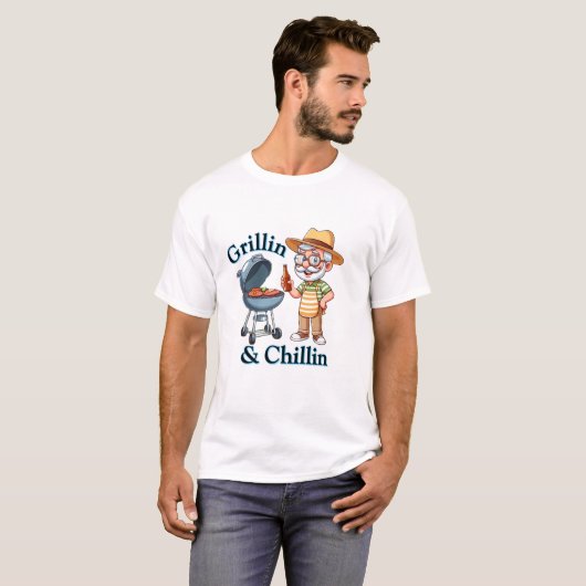 Grillin’ & Chillin’ – Grappig BBQ-ontwerp voor pap T-shirt (Voorkant volledig)