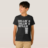 Grillin Chillin Refillin Funny Bbq Grill Drinking T-shirt (Voorkant volledig)