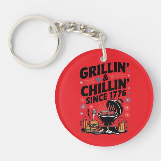 "Grillin' & Chillin' Sinds 1776" BBQ Sleutelhanger (Voorkant)