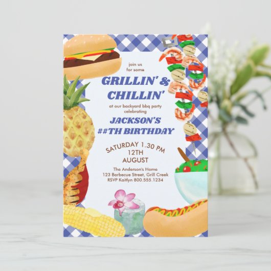 Grillin en Chillin BBQ Verjaardagsfeest Kaart (Staand voorkant)