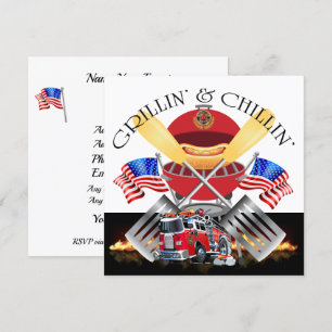 Grillin' en Chillin' Fire Dept Cookout Uitnodiging