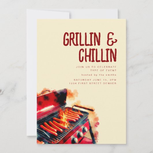 Grillin en Chilling Zomer Backyard BBQ Kaart (Voorkant)