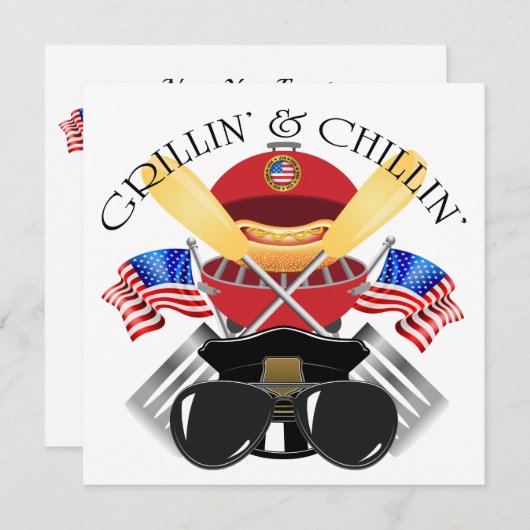 Grillin' et Chillin' Patriotic Cookout Invitation (Devant / Derrière)