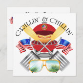Grillin' et Chillin' Patriotic Cookout Invitation (Devant / Derrière)