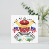 Grillin' et Chillin' Patriotic Cookout Invitation (Debout devant)